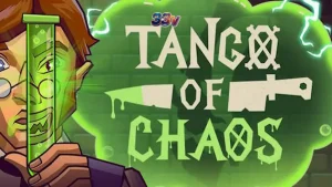 Tampilan visual mesin slot Tango of Chaos dengan tema laboratorium eksperimen yang dinamis.